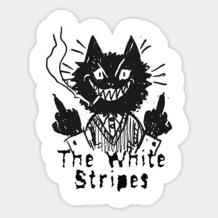 white stripes and the bad cat Sticker